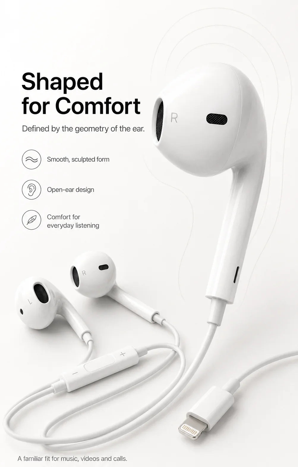 Official Apple EarPods Wired Headphones Lightning USB-C 3.5mm Connector with Mic Remote Adapters for iPhone iPad MacBook