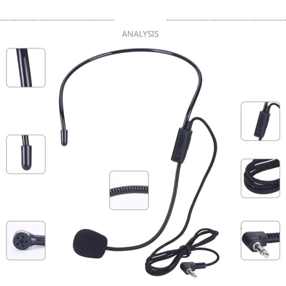 Portable Wired Microphone Head-mounted 3.5mm Plug Headset Microphone Interview Speech Teaching Stage Speaker Speech Headset Mic