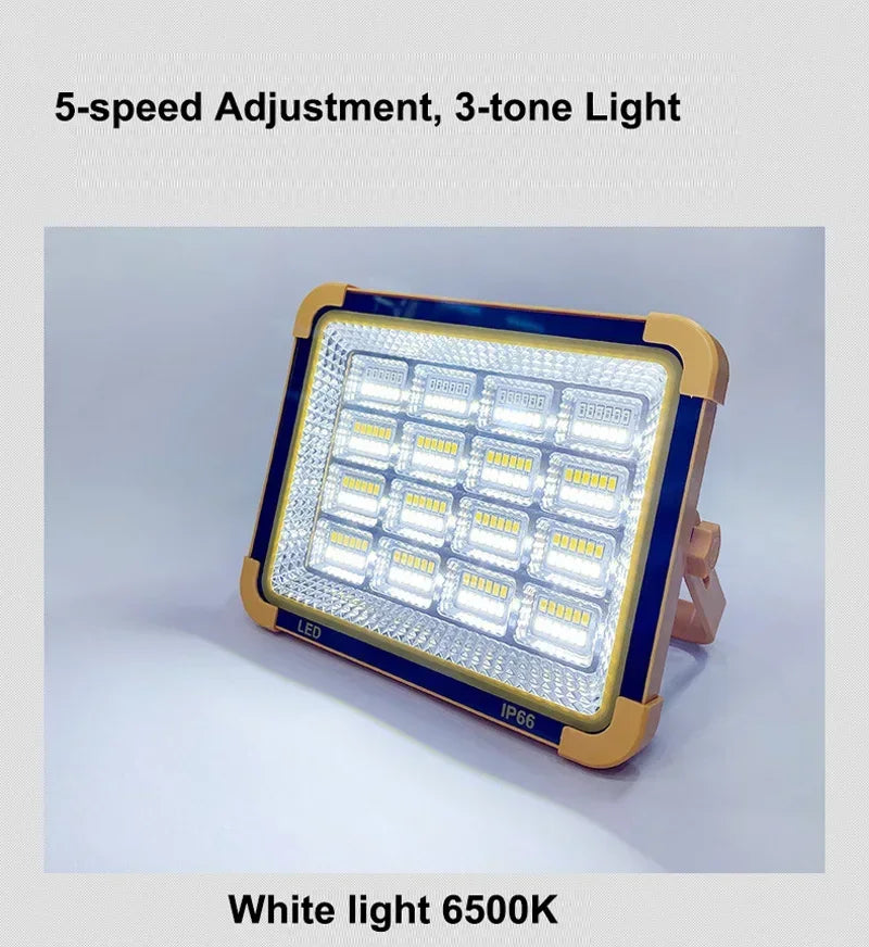 15000LM USB Rechargeable LED Solar Flood Light 2000Watt with Magnet Strong Light Portable Camping Tent Lamp Work Repair Lighting