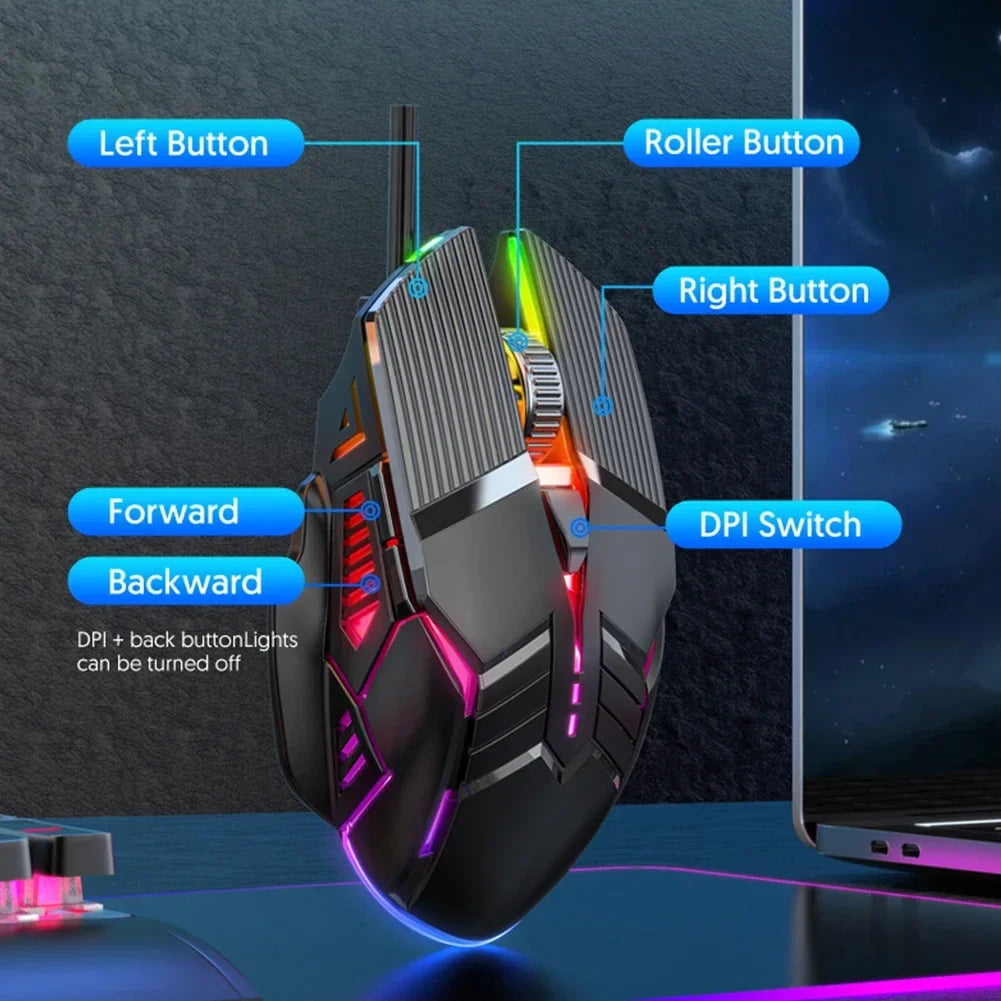New Ergonomic Wired Gaming Mouse USB Computer Mouse Gaming RGB Mause Gamer Mouse 6 Button LED Silent Mice for PC Laptop