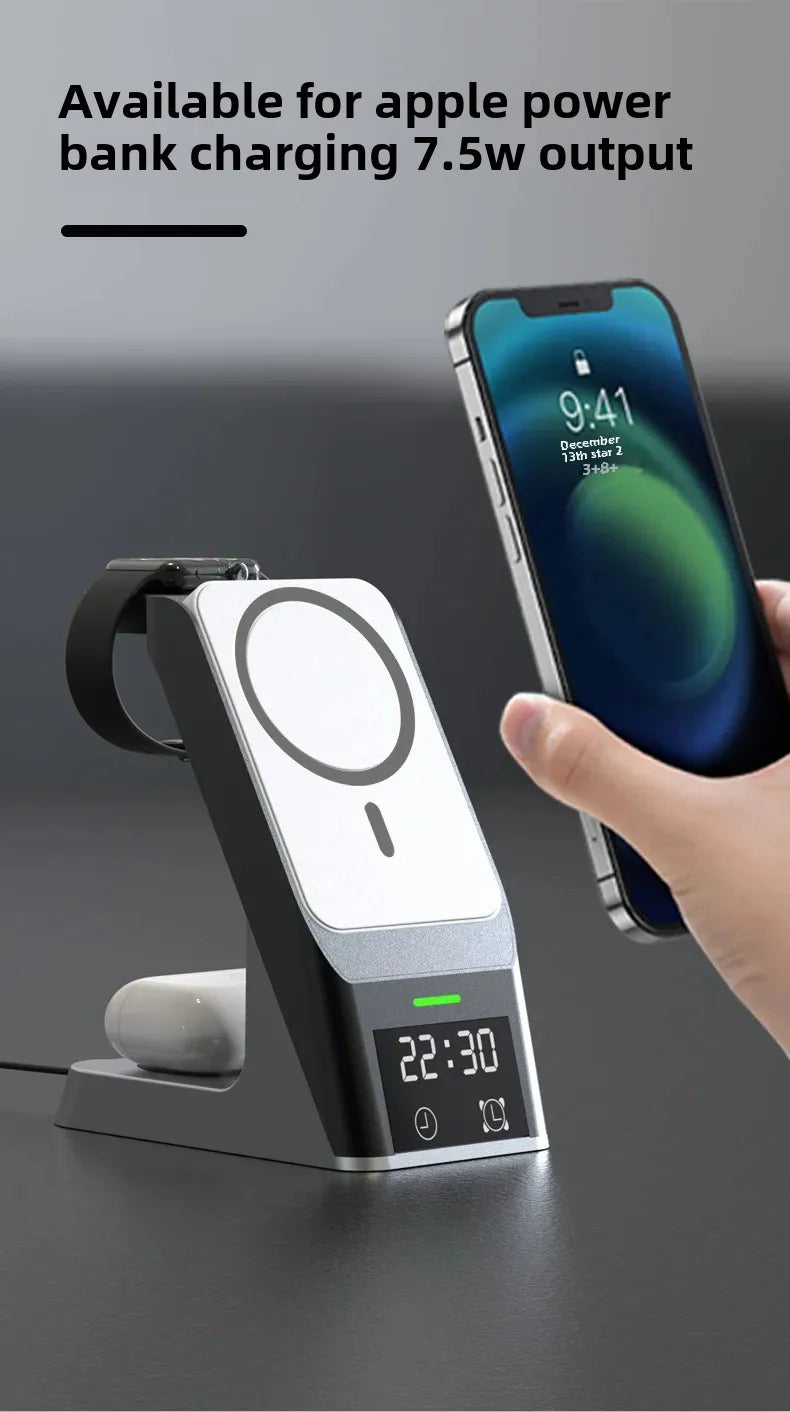 Six-In-One Multi-Function Wireless Charger Bluetooth Earphones Immediate Charging And Placing Clock Alarm Function