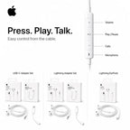 Official Apple EarPods Wired Headphones Lightning USB-C 3.5mm Connector with Mic Remote Adapters for iPhone iPad MacBook