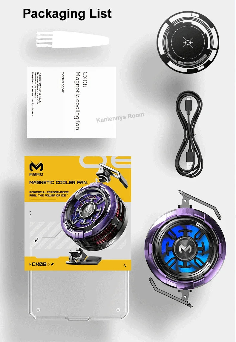 MEMO CX08 Pro Mobile Phone Semiconductor Magnetic/ Back-clip Frozen PUBG Game Cooler for IOS Android Universal Cooling Radiator