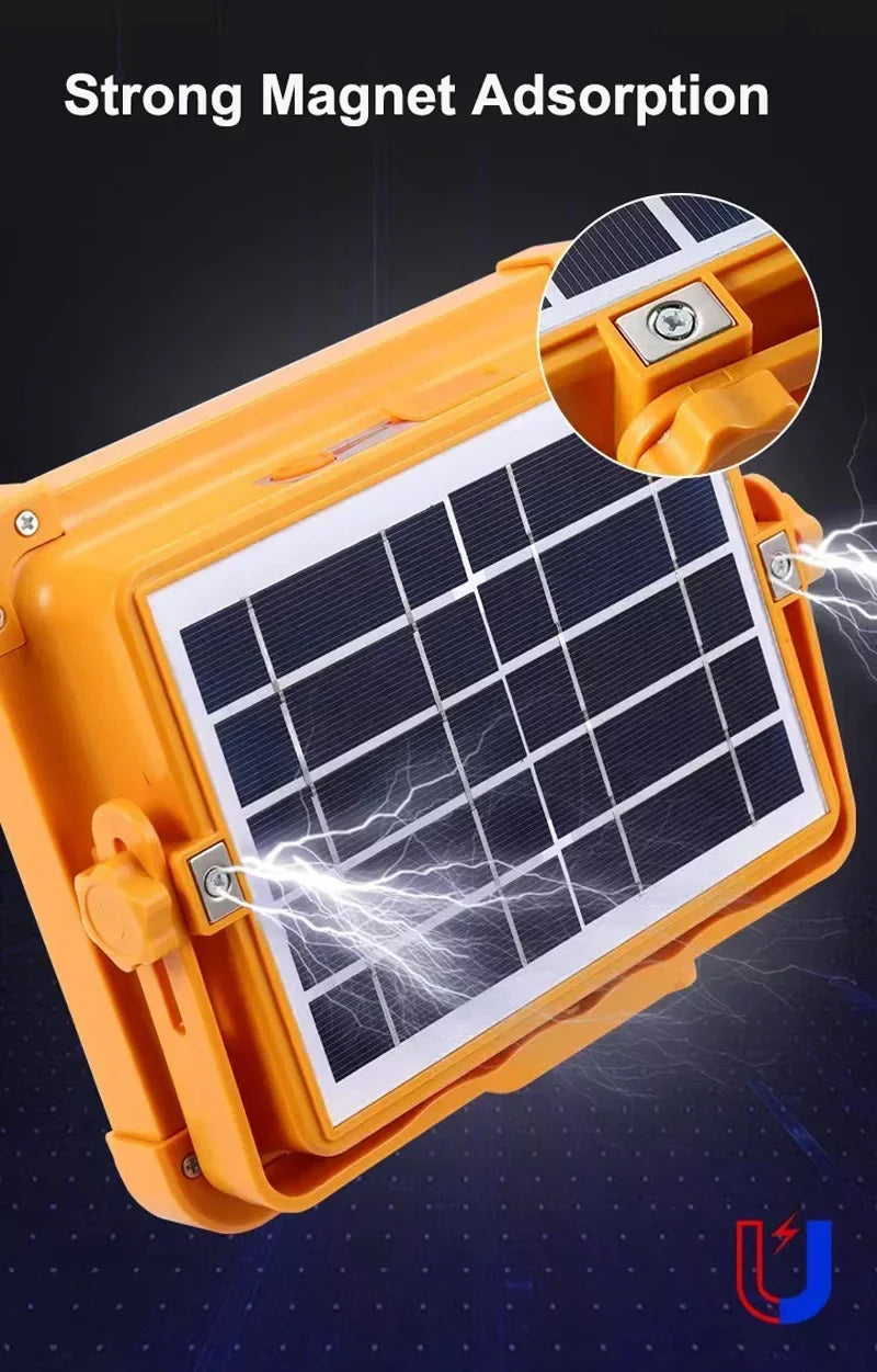 15000LM USB Rechargeable LED Solar Flood Light 2000Watt with Magnet Strong Light Portable Camping Tent Lamp Work Repair Lighting