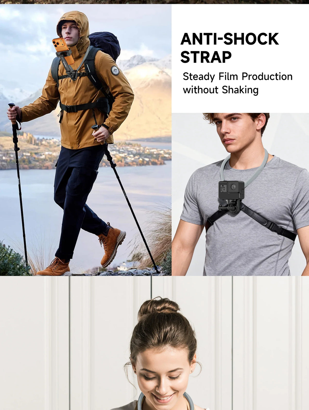 NeePho NP-G2 Soft Silicone Neck Mount Bracket, POV First-Person Perspective Phone & Action Camera Holder