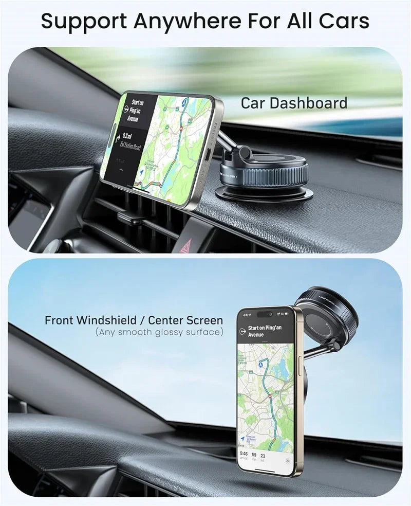 Magnetic Car Phone Mount with 360° Vacuum Suction Cup