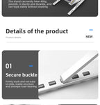 For Macbook Laptop Stand Folding Adjustable Aluminum Computer Pc Tablet Stand Notebook Tablelaptop Holder Heat Dissipation