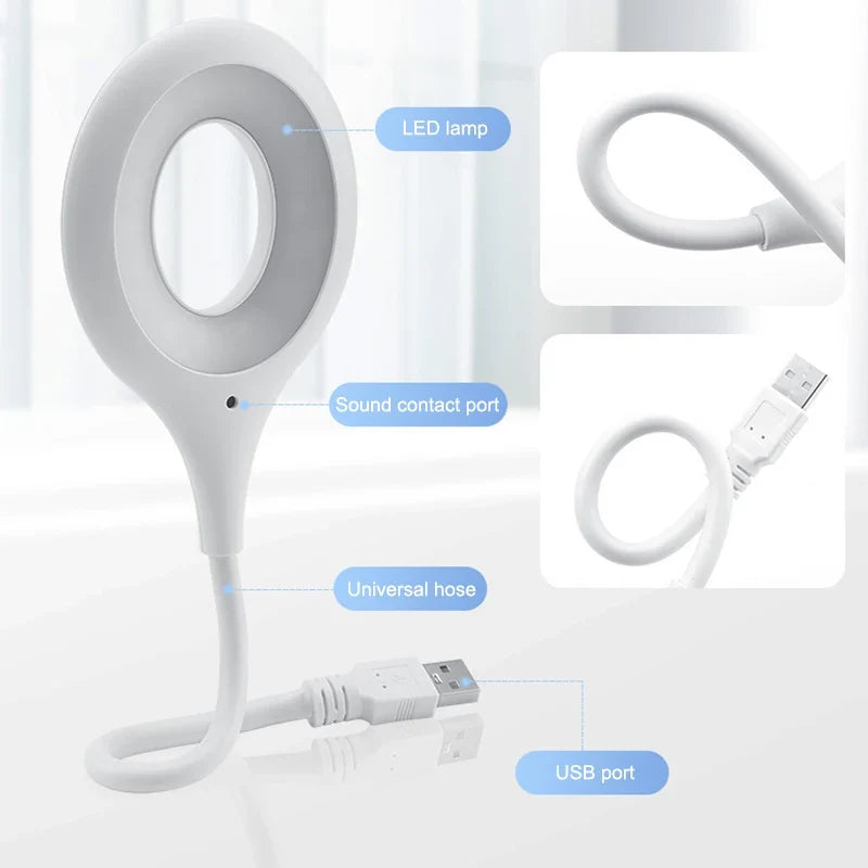 Intelligent Voice Controlled Night Light Portable LED Book Light USB Flexo Led Desk Lamp Intelligent Voice Reading Lamp USB Link