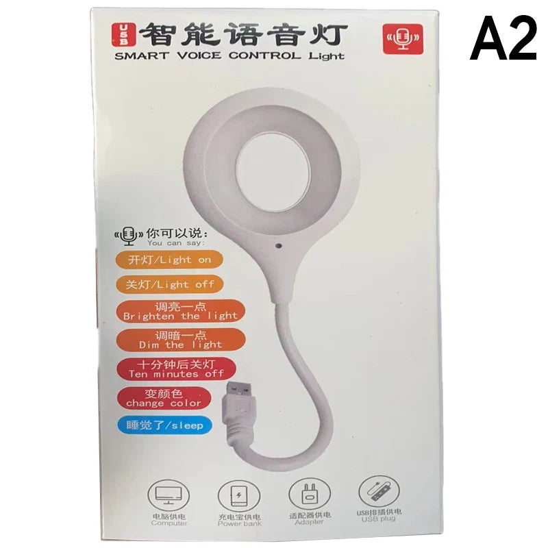 Intelligent Voice Controlled Night Light Portable LED Book Light USB Flexo Led Desk Lamp Intelligent Voice Reading Lamp USB Link