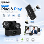 BOYA BY-MW11 Wireless Microphone with Charging Case | Dual Clip-On Lavalier Mic | 360° Voice Pickup | Plug & Play Portable Mic for YouTube, Vlogging, Interviews, Live Streaming & Online Teaching