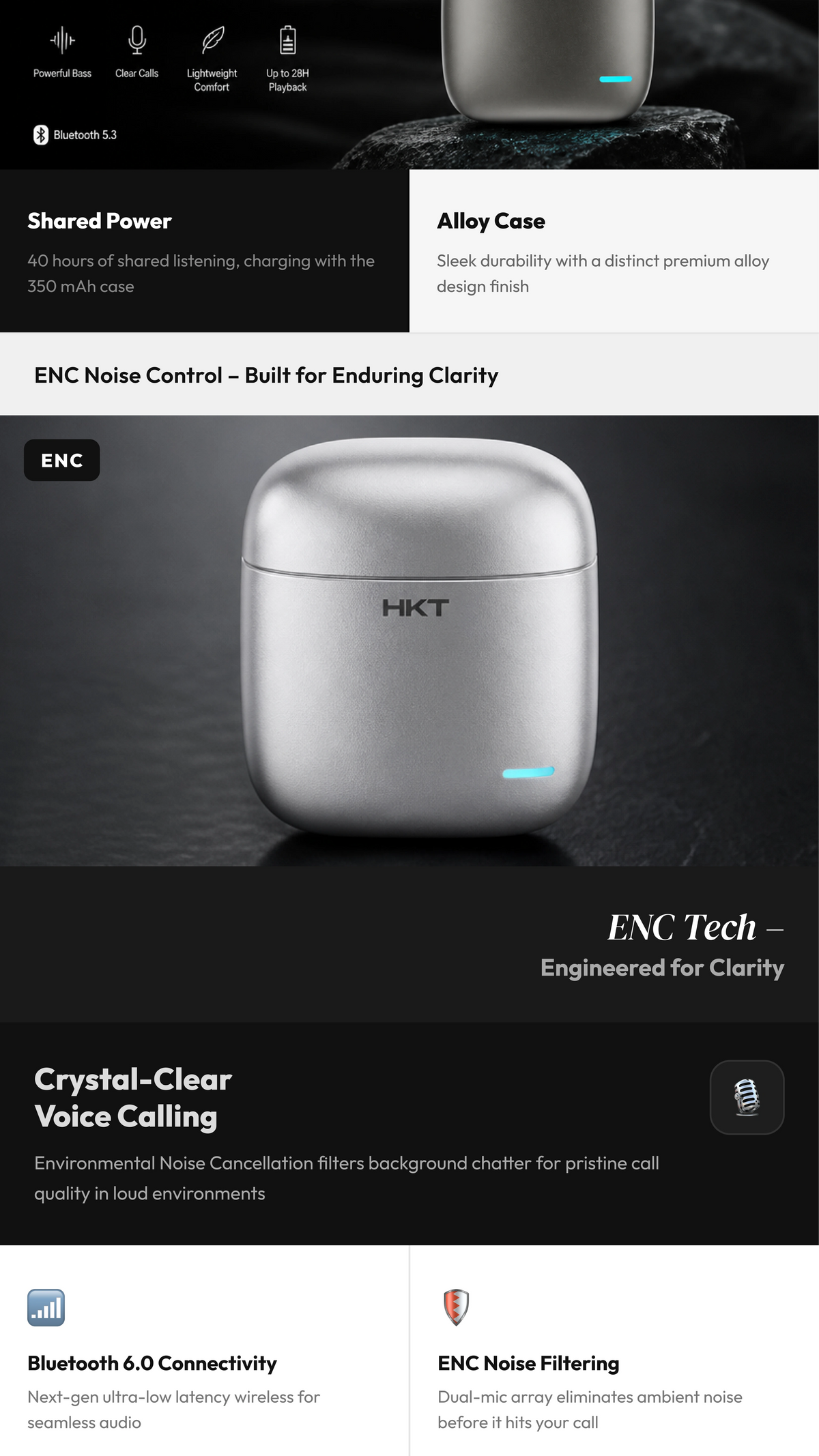 HKT BLADE ANC EARBUDS - Silver