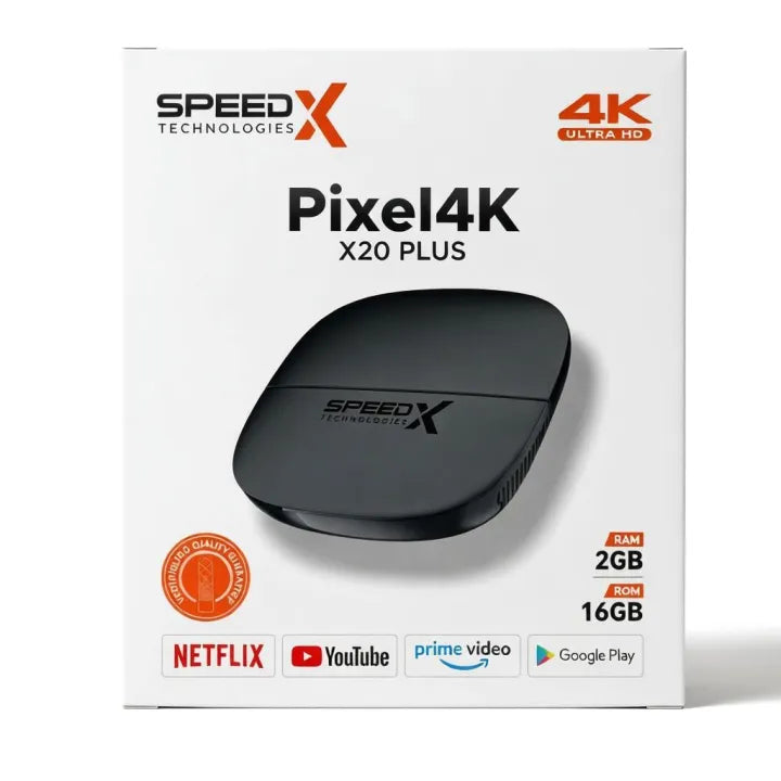 SpeedX Pixel 4K X20 Plus Android TV Box - Allwinner H313, 2GB RAM 16GB ROM, Smart Media Player with Voice Control Air Mouse Remote