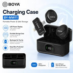 BOYA BY-MW11 Wireless Microphone with Charging Case | Dual Clip-On Lavalier Mic | 360° Voice Pickup | Plug & Play Portable Mic for YouTube, Vlogging, Interviews, Live Streaming & Online Teaching