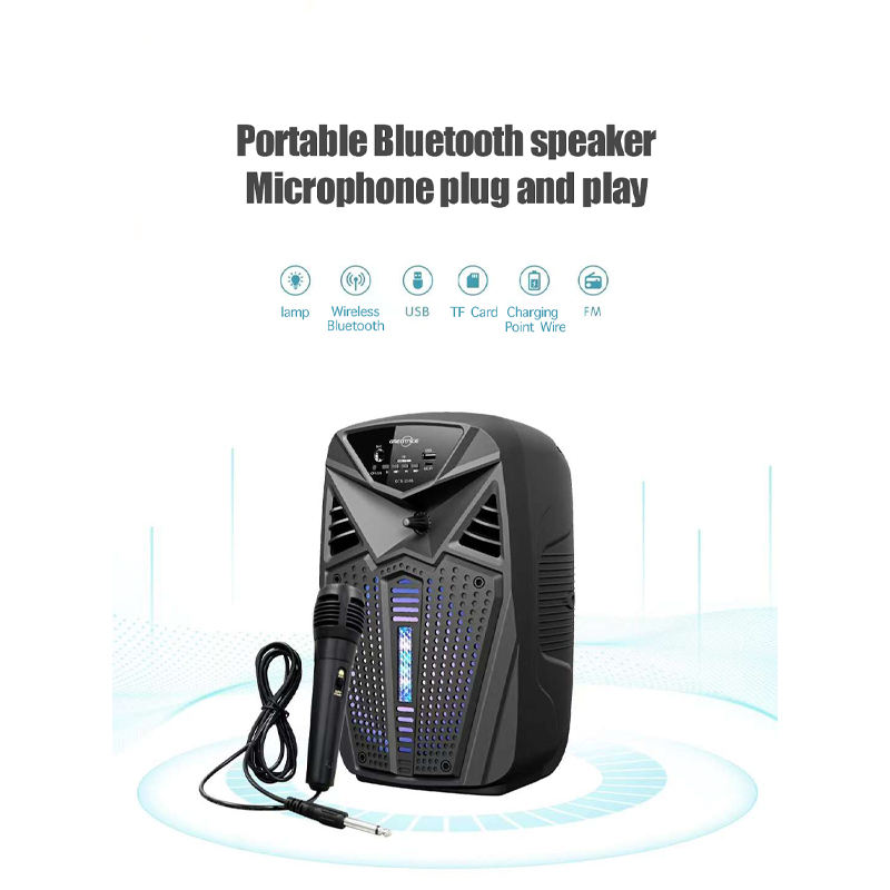 6.5-Inch Portable Trolley Bluetooth Speaker 1200mAh | Wireless Party Speaker with Microphone, RGB Lights & FM | TWS, TF, USB & AUX | 10W Outdoor Speaker for Home, Garden & Parties