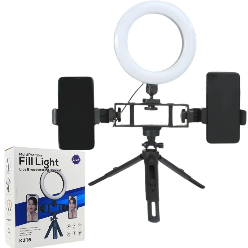 6-Inch LED Selfie Ring Light with Tripod Stand & 2 Phone Holders | 3 Color Modes, 10-Level Dimmable Brightness | USB Powered Fill Light for TikTok, YouTube, Makeup, Live Streaming & Photography