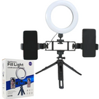 6-Inch LED Selfie Ring Light with Tripod Stand & 2 Phone Holders | 3 Color Modes, 10-Level Dimmable Brightness | USB Powered Fill Light for TikTok, YouTube, Makeup, Live Streaming & Photography