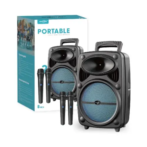 GTS-2385 Wireless Bluetooth Speaker with Dual Microphones | Bluetooth 5.0 Portable Party Speaker | 10M Wireless Range | USB & SD Card Support | Built-In Mic | Rechargeable Battery for Karaoke, Home & Outdoor Use