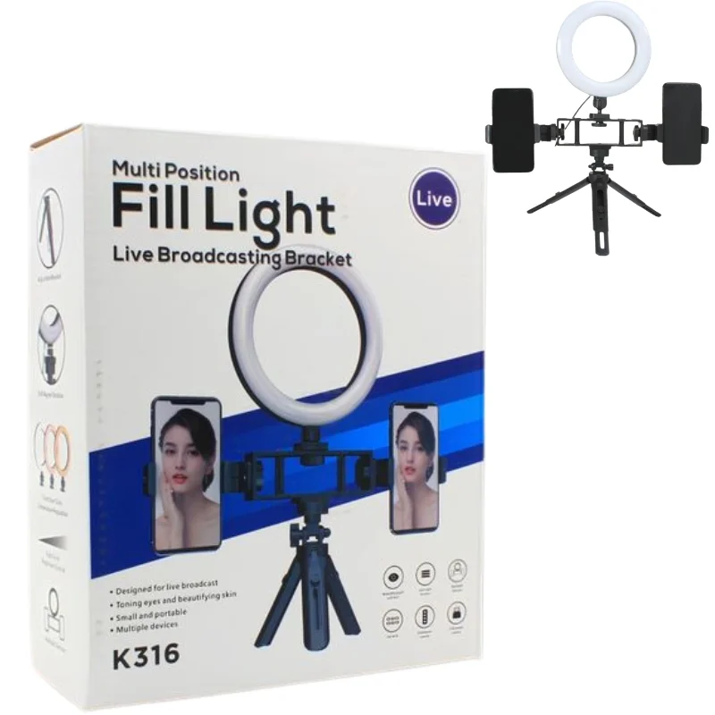 6-Inch LED Selfie Ring Light with Tripod Stand & 2 Phone Holders | 3 Color Modes, 10-Level Dimmable Brightness | USB Powered Fill Light for TikTok, YouTube, Makeup, Live Streaming & Photography