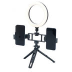 6-Inch LED Selfie Ring Light with Tripod Stand & 2 Phone Holders | 3 Color Modes, 10-Level Dimmable Brightness | USB Powered Fill Light for TikTok, YouTube, Makeup, Live Streaming & Photography