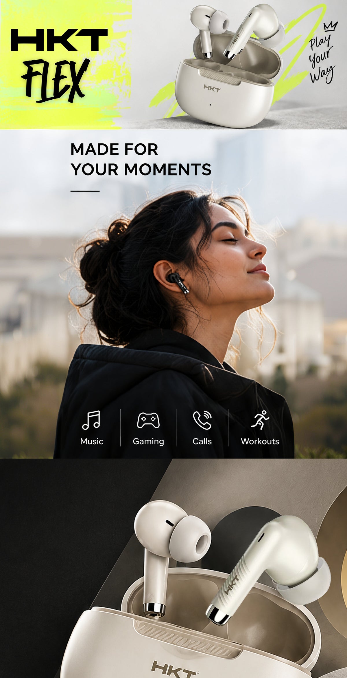 HKT FLEX EARBUDS - Grey