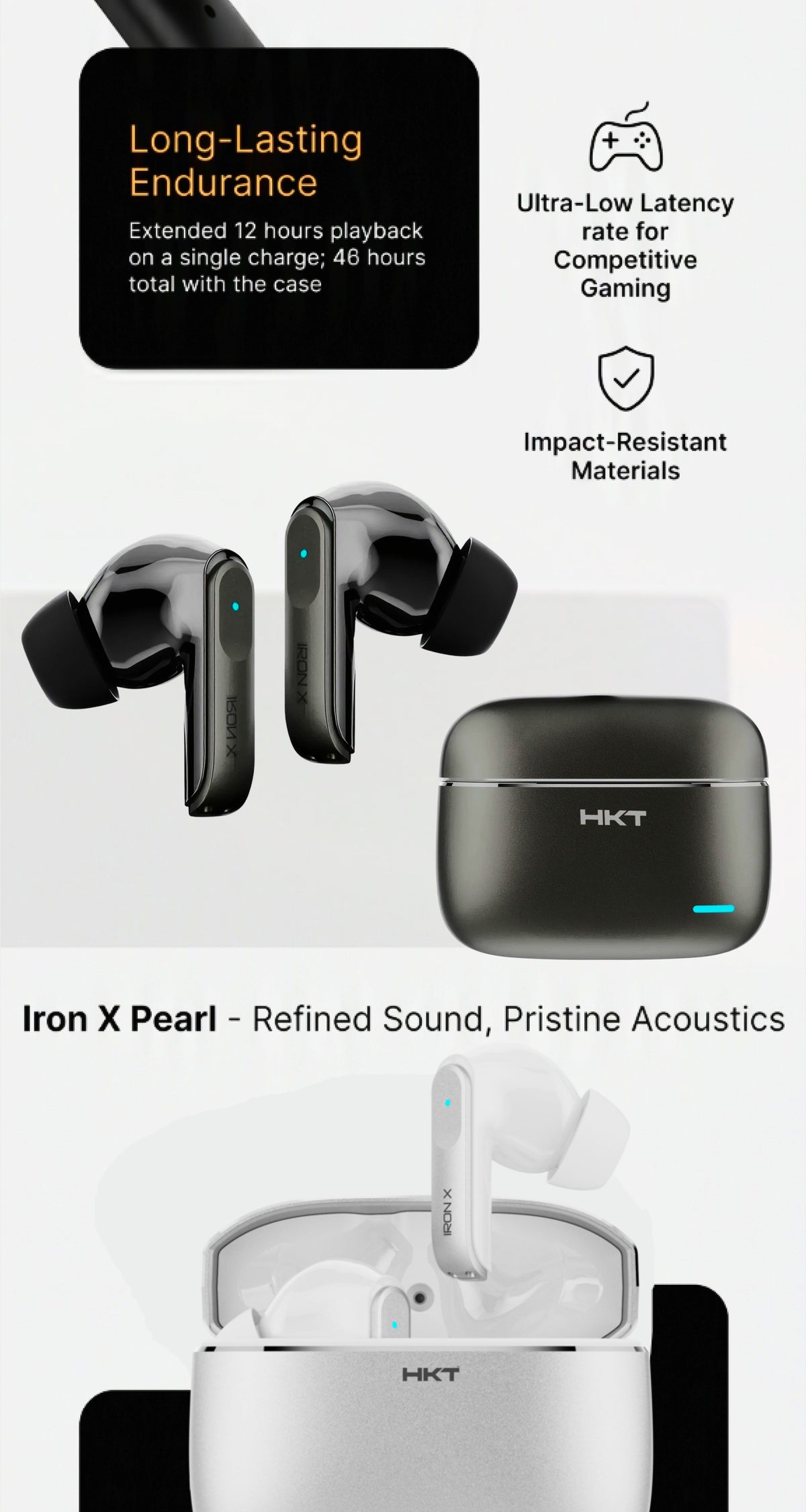 HKT IRON-X ANC EARBUDS - Bronze